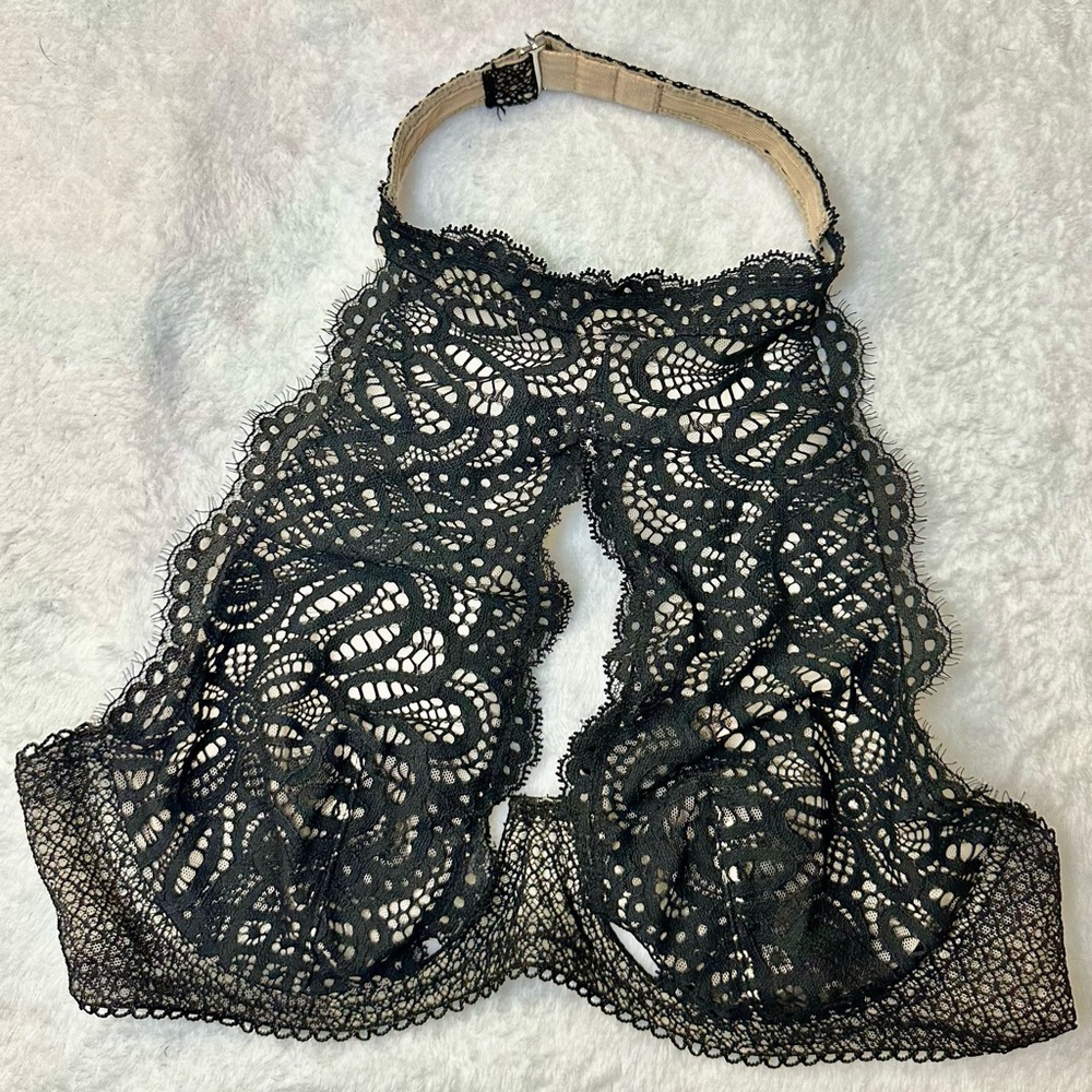 Victorias Secret Dream Angels Unlined Scallop Lace Bralette High Neck Bra 34D